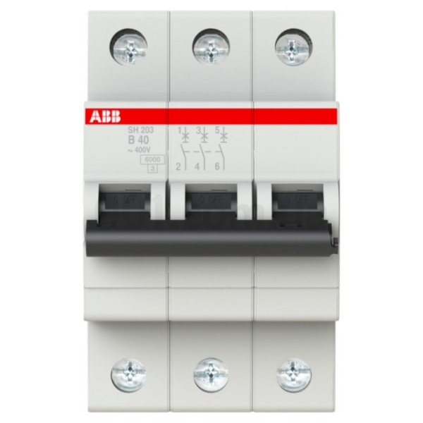Автоматический выключатель ABB SH203-B40 2CDS213001R0405, 40 А, 3 полюса, характеристика B, 400 В