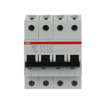 Автоматический выключатель ABB S204M-B10 2CDS274001R0105, 10 А, 4 полюса, характеристика B, 400 В
