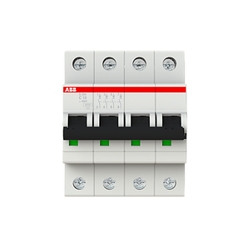 Автоматический выключатель ABB S204-C10 2CDS254001R0104, 10 А, 4 полюса, характеристика C, 400 В