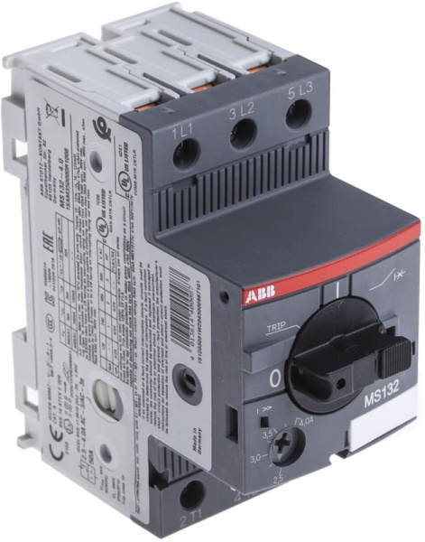 Автоматический выключатель для защиты двигателя ABB MS132-4.0 1SAM350000R1008, 2.5–4.0 А, 690 В AC
